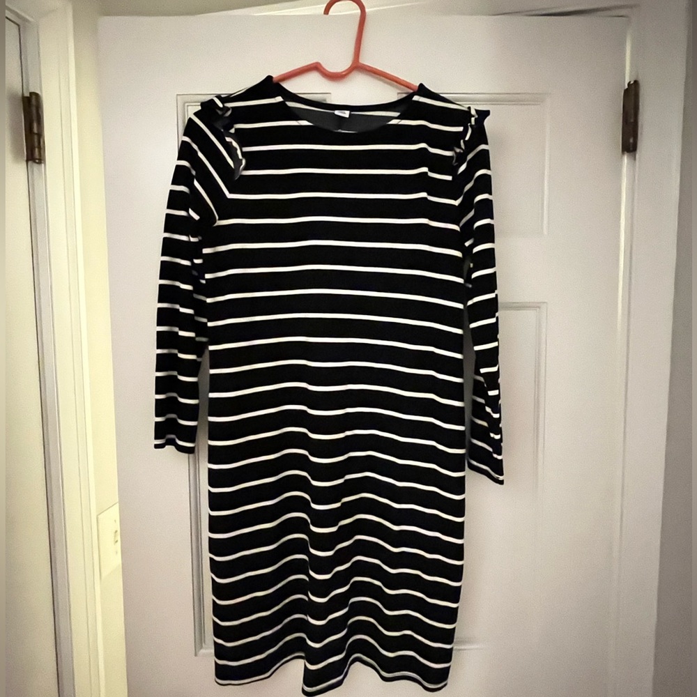 Old Navy Striped Ruffle Shoulder Dress